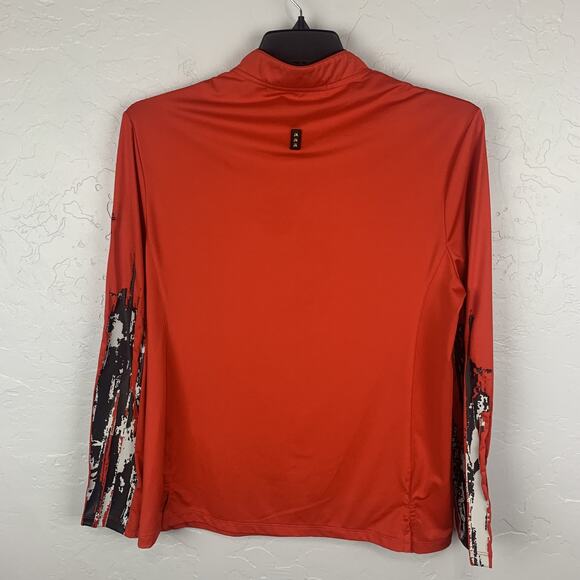 Jamie Sadock Golf Quarter Zip Womens Large Red Black Long Sleeve Pebble Beach - Picture 2 of 7